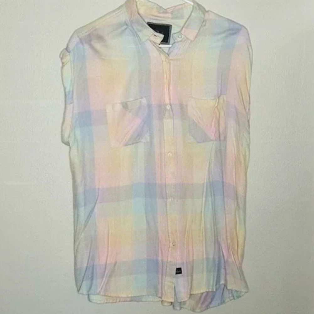 Rails Pastel Patchwork Button Up Front Collared S… - image 2